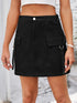 'Lilith' Buttoned Denim Skirt With Pockets - Celes Fashion